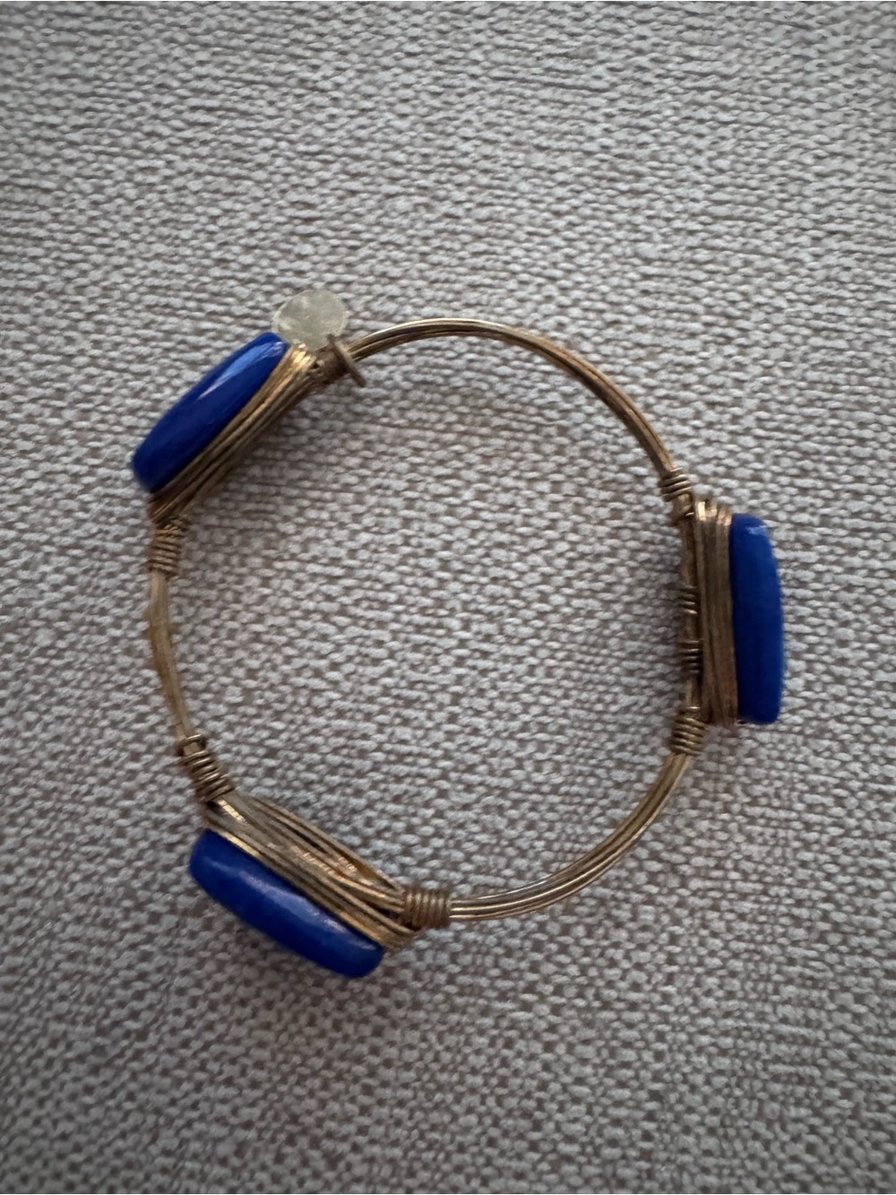 Gold-Tone Wire Bracelet with Royal Blue Stone Accents - Picture 5 of 5